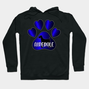 Love Airedale Terrier Dog Paw with Heart Toes Hoodie